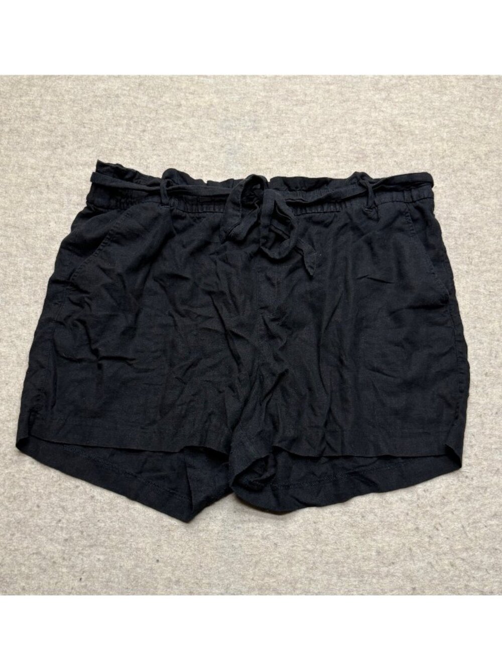 Old Navy Black Paper Bag High Rise Linen Blend Women's Shorts Size 20